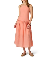 Adrianna by Adrianna Papell Sleeveless Seersucker Drop Waist Midi Dress