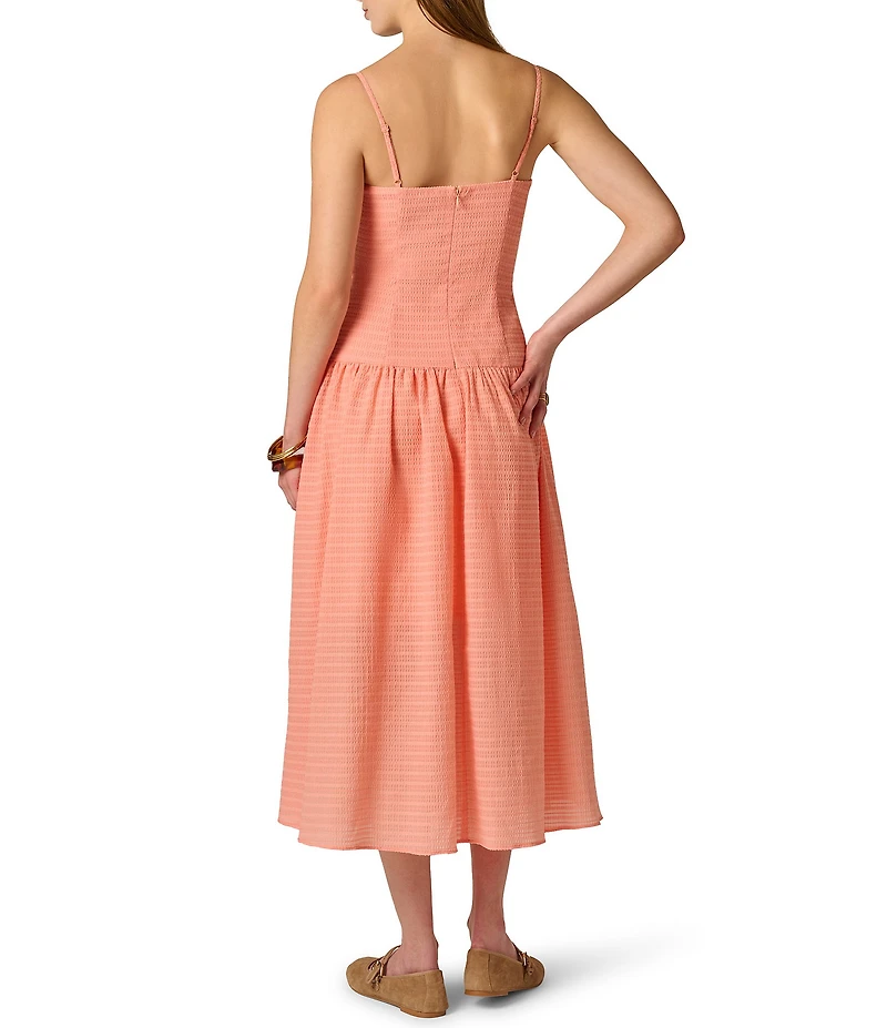 Adrianna by Adrianna Papell Sleeveless Seersucker Drop Waist Midi Dress