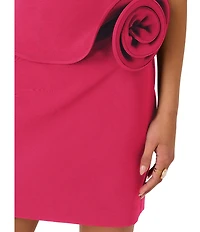 Adrianna by Adrianna Papell Square Neck 3D Floral Peplum Stretch Crepe Dress