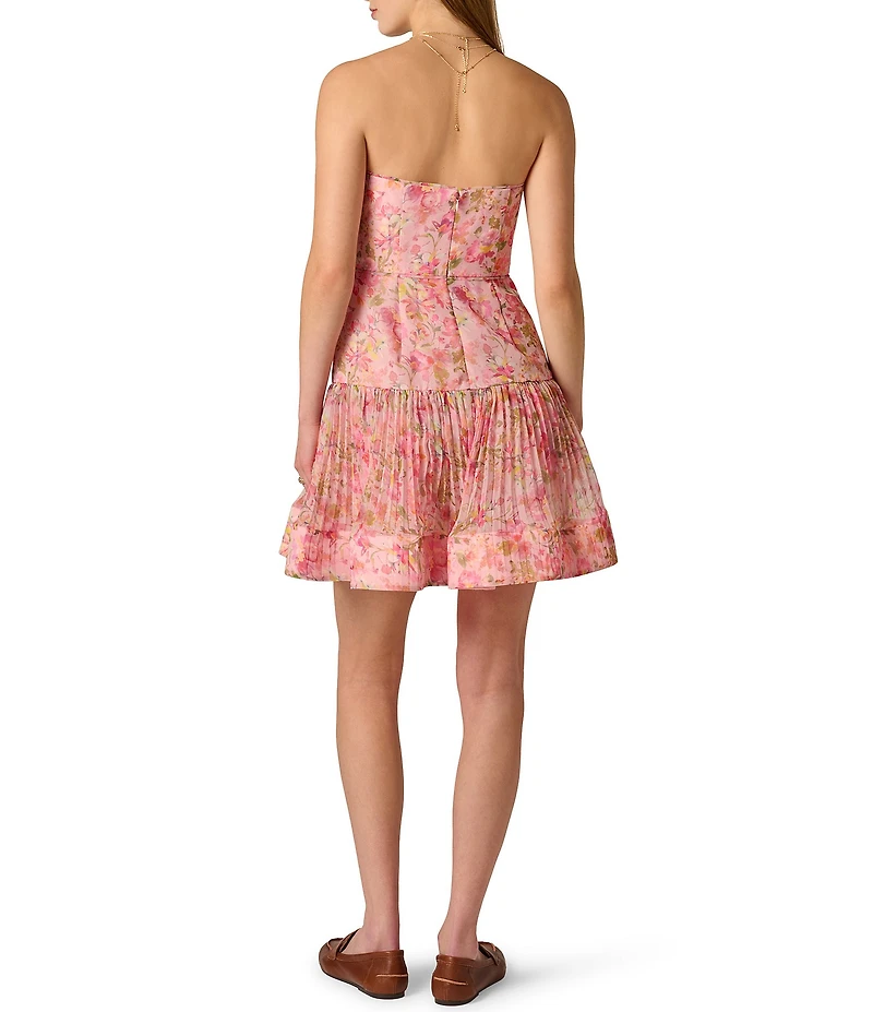 Adrianna by Adrianna Papell Strapless Printed Drop Waist Mini Dress