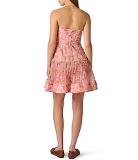 Adrianna by Adrianna Papell Strapless Printed Drop Waist Mini Dress