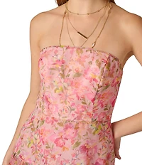 Adrianna by Adrianna Papell Strapless Printed Drop Waist Mini Dress