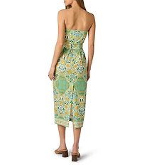 Adrianna by Adrianna Papell Strapless Printed Midi Dress With Raffia Belt