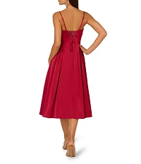 Adrianna by Adrianna Papell Stretch Satin Sweetheart Neck Sleeveless A-Line Midi Dress