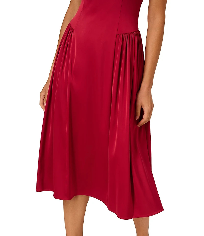 Adrianna by Adrianna Papell Stretch Satin Sweetheart Neck Sleeveless A-Line Midi Dress