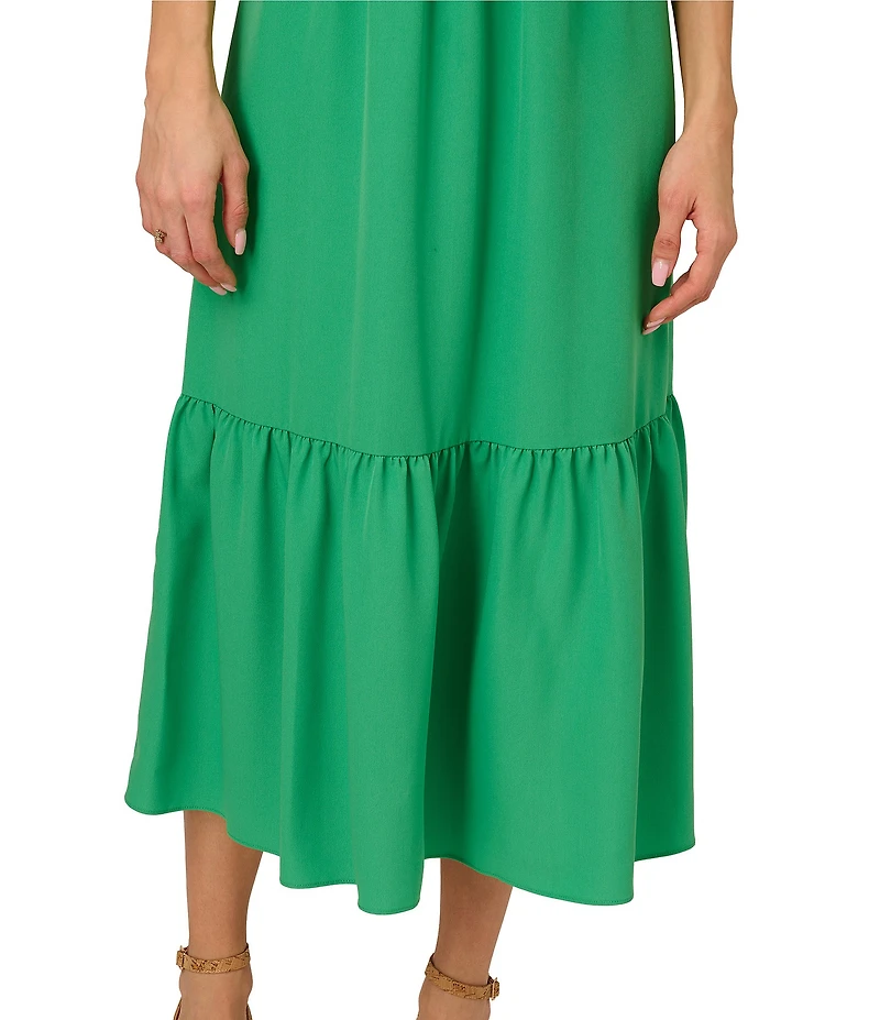 Adrianna by Adrianna Papell Sweetheart Neck Short Sleeve Twist Front Midi Dress