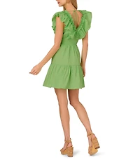 Adrianna by Adrianna Papell V-Neck Sleeveless Ruffle A-Line Mini Dress