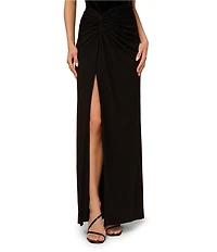 Adrianna by Adrianna Papell Velvet Strapless Jersey Knit Skirt High Sheath Gown