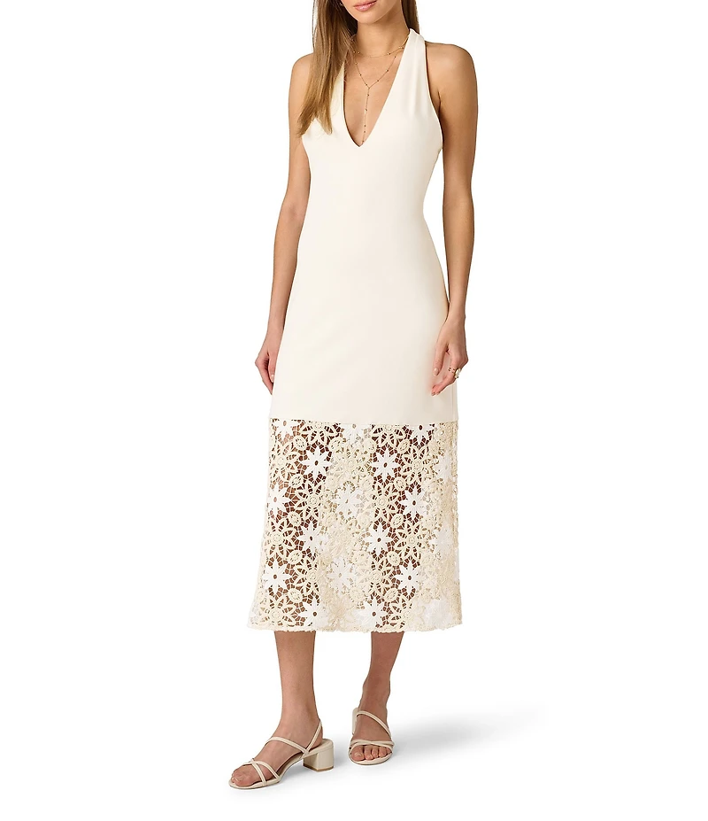 Adrianna Day by Adrianna Papell Crochet Sheath Midi Dress