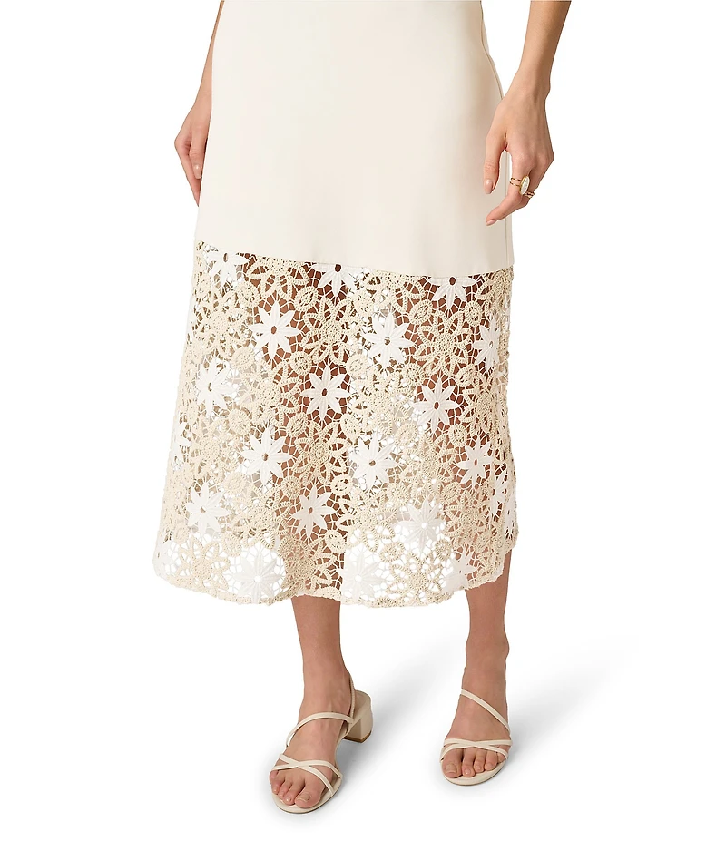 Adrianna Day by Adrianna Papell Crochet Sheath Midi Dress