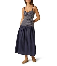 Adrianna Day by Adrianna Papell Embroidered Drop Waist Midi Dress