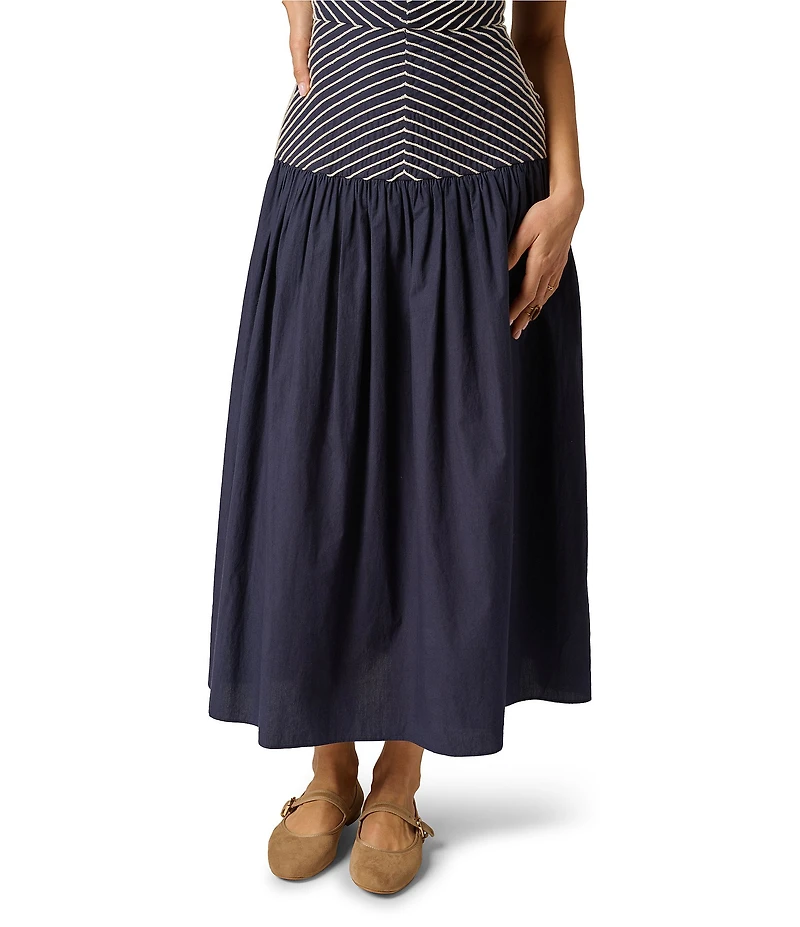 Adrianna Day by Adrianna Papell Embroidered Drop Waist Midi Dress