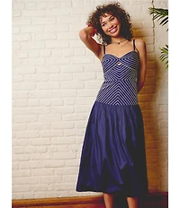 Adrianna Day by Adrianna Papell Embroidered Drop Waist Midi Dress