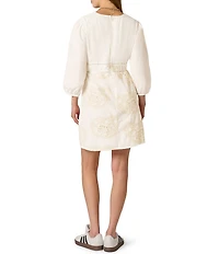 Adrianna Day by Adrianna Papell Embroidered Long Sleeve Mini Dress