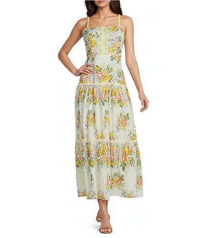 Adrianna Day by Adrianna Papell Floral Sleeveless Square Neck Midi Dress