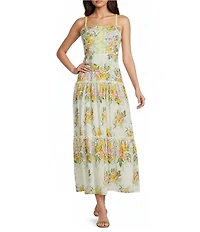 Adrianna Day by Adrianna Papell Floral Sleeveless Square Neck Midi Dress