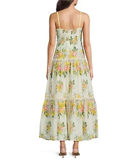 Adrianna Day by Adrianna Papell Floral Sleeveless Square Neck Midi Dress