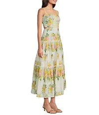 Adrianna Day by Adrianna Papell Floral Sleeveless Square Neck Midi Dress
