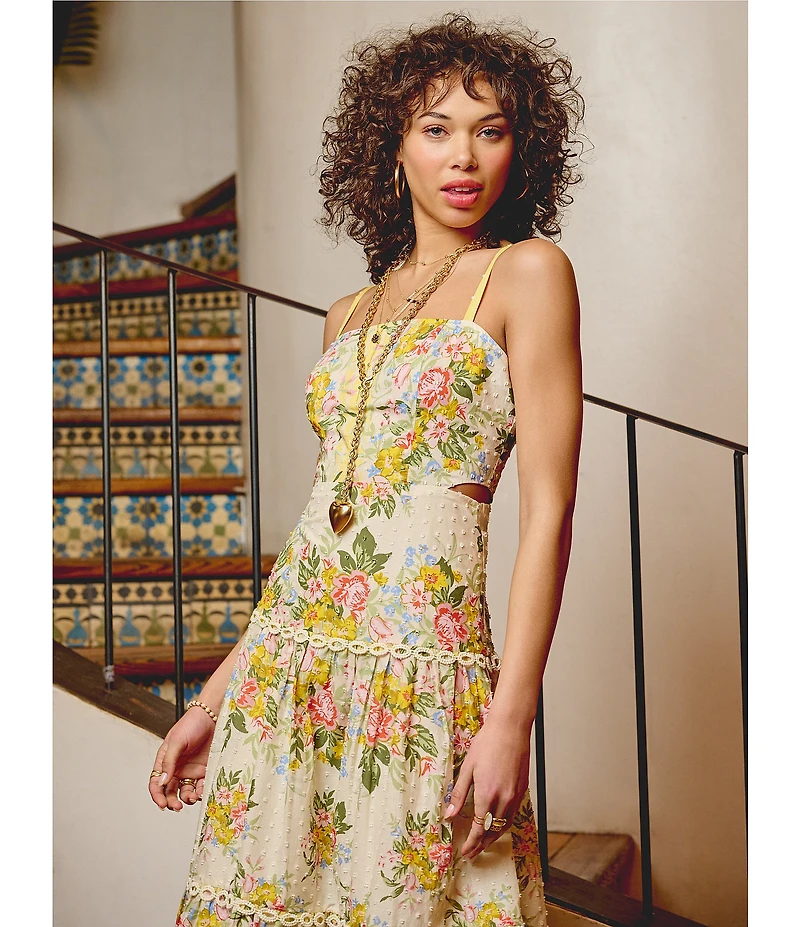 Adrianna Day by Adrianna Papell Floral Sleeveless Square Neck Midi Dress