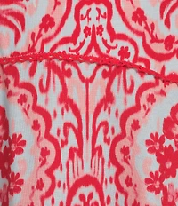 Adrianna Day by Adrianna Papell Linen Printed V-Neck Sleeveless A-Line Midi Dress