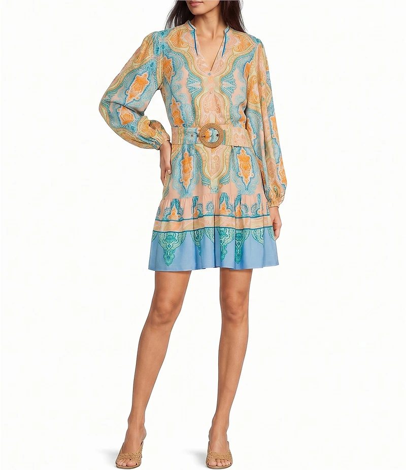 Adrianna Day by Adrianna Papell Long Sleeve Belted Shirt Dress