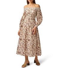 Adrianna Day by Adrianna Papell Off-the-Shoulder Printed Midi Dress