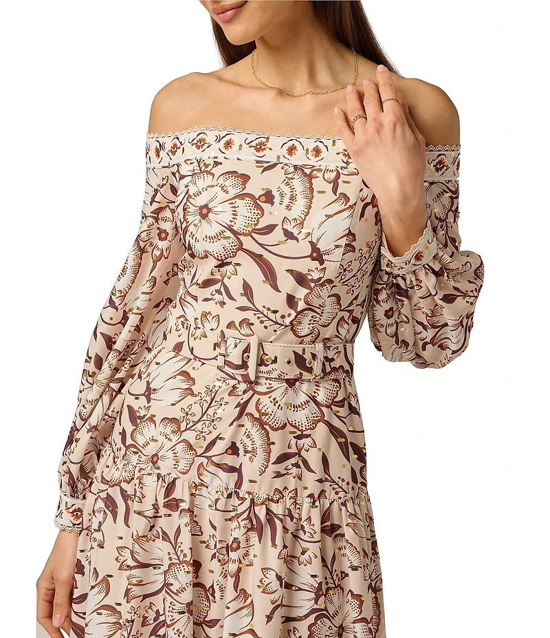Adrianna Day by Adrianna Papell Off-the-Shoulder Printed Midi Dress