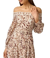 Adrianna Day by Adrianna Papell Off-the-Shoulder Printed Midi Dress