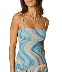 Adrianna Day by Adrianna Papell Printed Mesh Midi Dress