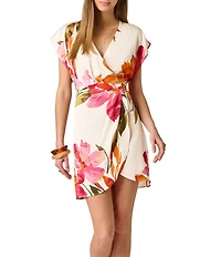 Adrianna Day by Adrianna Papell Printed Short Wrap Dress