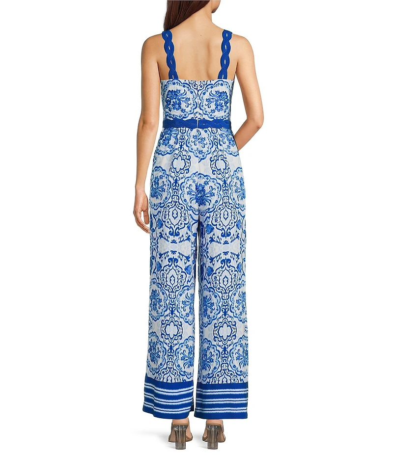 Adrianna Day by Adrianna Papell Printed Square Neck Sleeveless Jumpsuit