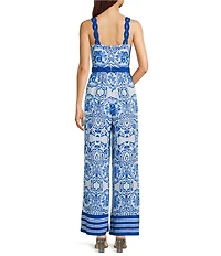 Adrianna Day by Adrianna Papell Printed Square Neck Sleeveless Jumpsuit