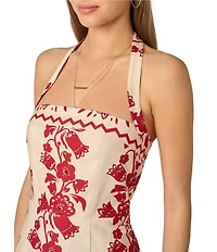 Adrianna Day by Adrianna Papell Strappy Halter Printed Short Dress
