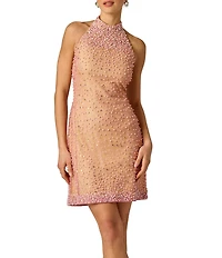 Adrianna Evening by Adrianna Papell Beaded Halter Swing Dress