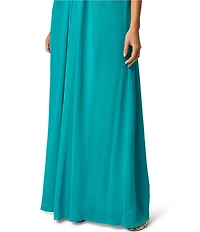 Adrianna Evening by Adrianna Papell Chiffon Pleated Strapless Sheath Long Dress