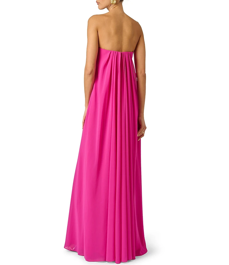 Adrianna Evening by Adrianna Papell Chiffon Pleated Strapless Sheath Long Dress