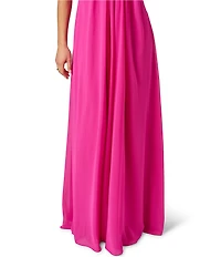 Adrianna Evening by Adrianna Papell Chiffon Pleated Strapless Sheath Long Dress