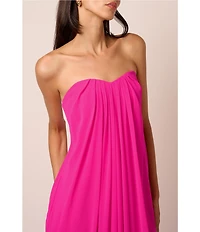 Adrianna Evening by Adrianna Papell Chiffon Pleated Strapless Sheath Long Dress