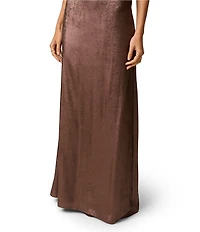 Adrianna Evening by Adrianna Papell Foiled Chiffon Halter Neck Sleeveless Long Sheath Dress