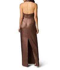 Adrianna Evening by Adrianna Papell Foiled Chiffon Halter Neck With Scarf Sleeveless Sheath Dress