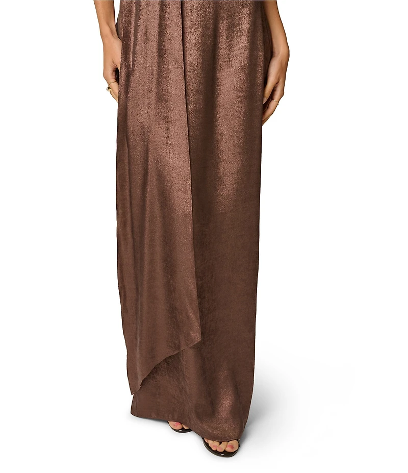 Adrianna Evening by Adrianna Papell Foiled Chiffon Halter Neck With Scarf Sleeveless Sheath Dress