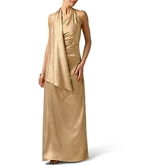 Adrianna Evening by Adrianna Papell Foiled Chiffon Long Dress