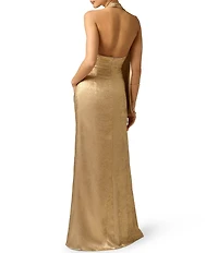 Adrianna Evening by Adrianna Papell Foiled Chiffon Long Dress