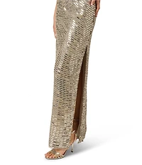 Adrianna Evening by Adrianna Papell Fully Beaded Mesh Plunging Sweetheart Neckline Sleeveless Long Dress