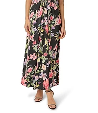 Adrianna Evening by Adrianna Papell Halter Printed Satin Maxi Dress With Gathers