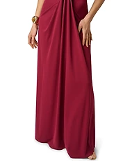 Adrianna Evening by Adrianna Papell Jersey Long Dress With Plunging Neckline and Skirt Drape