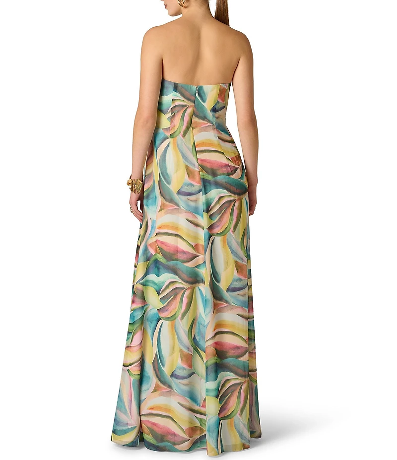 Adrianna Evening by Adrianna Papell Printed Chiffon Long Draped Dress