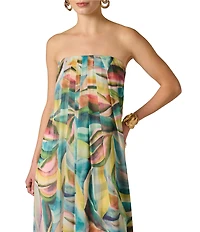 Adrianna Evening by Adrianna Papell Printed Chiffon Long Draped Dress