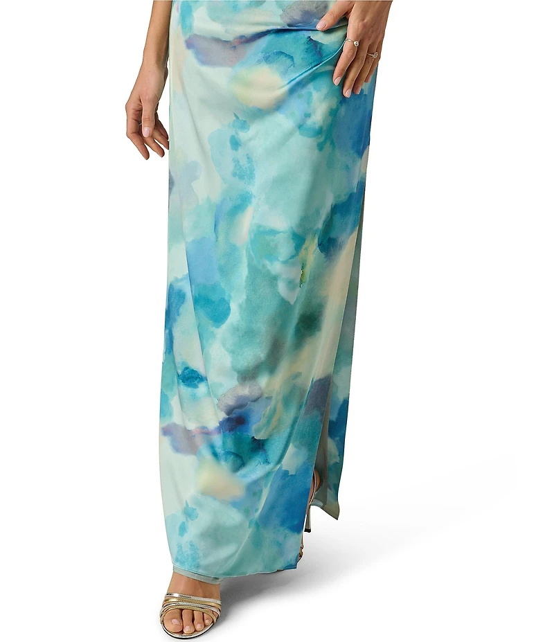 Adrianna Evening by Adrianna Papell Printed Sateen Long Dress