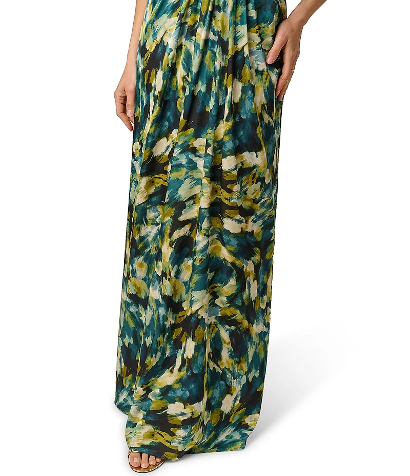 Adrianna Evening by Adrianna Papell Printed Satin Long Dress